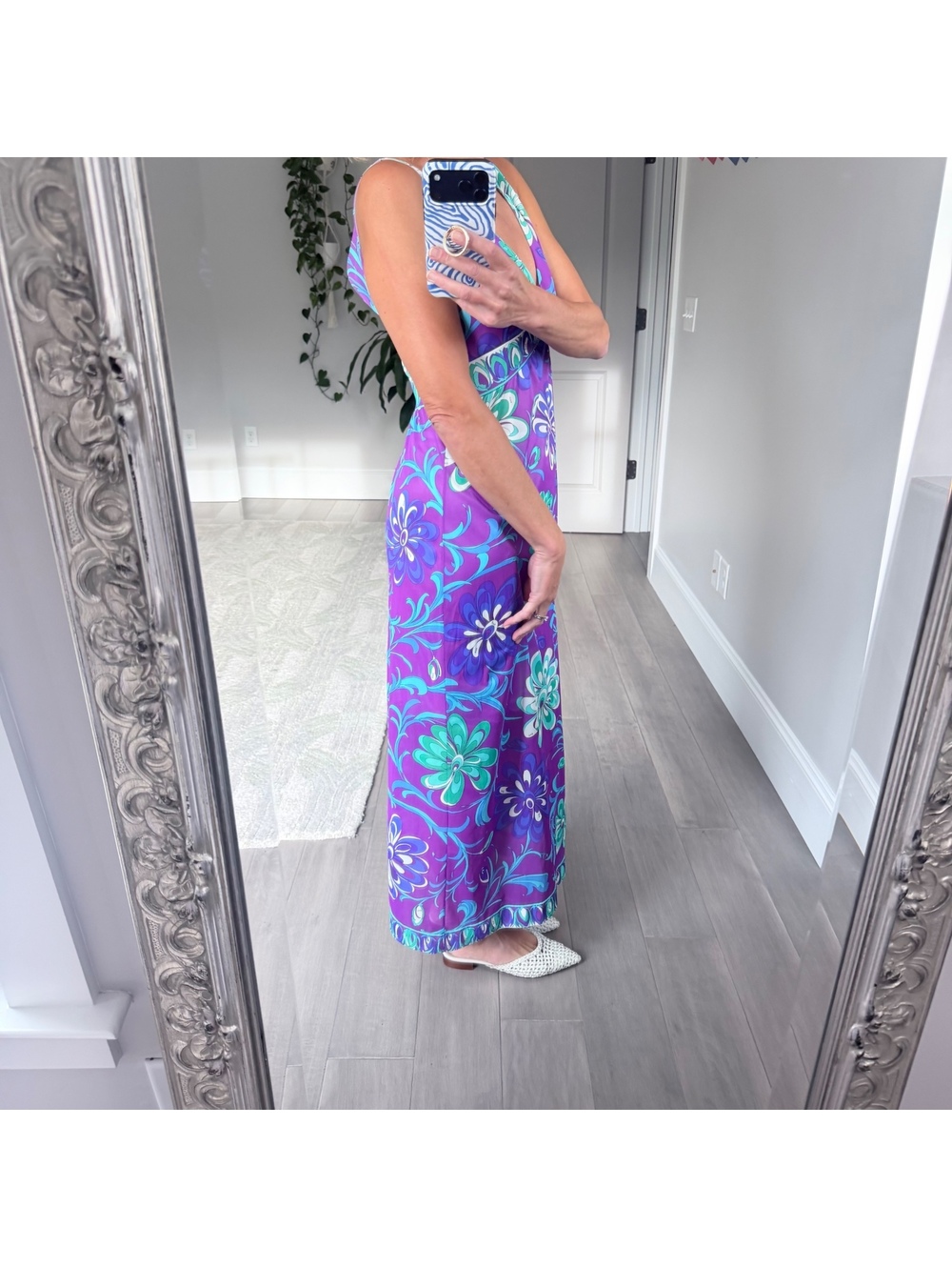 Vintage Emilio Pucci Formfit Rogers Purple Floral Maxi Dress Size S-M - Picture 2 of 11